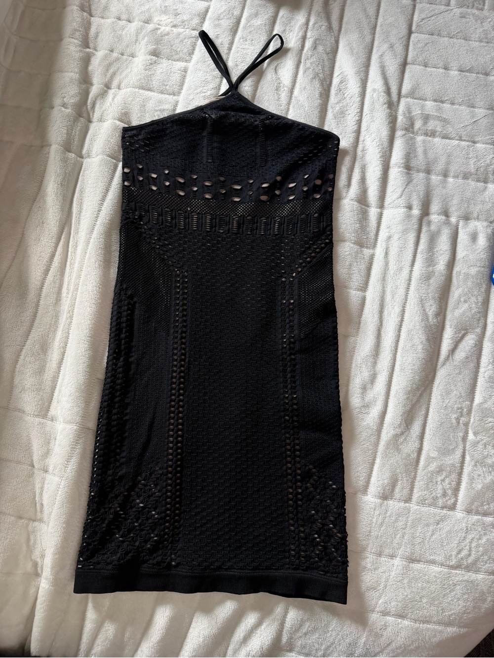 Bebe bodycon Crochet Halter Knit Dress- Sz Small